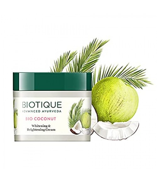 Biotique Bio Coconut Whitening and Brightening Cream for All Skin Types, 50g (Pack of 2)